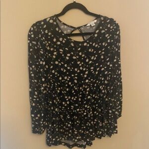 American Eagle Outfitters Black and White Ruched Cut Out Blouse